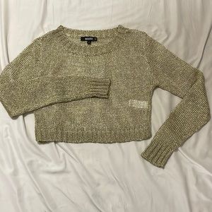 Gold metallic knitted cropped top